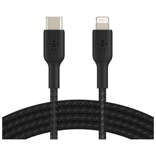 Câble à gaine tressée USB-C vers Lightning MFI (noir) - 1 m prix maroc- Smartmarket.ma