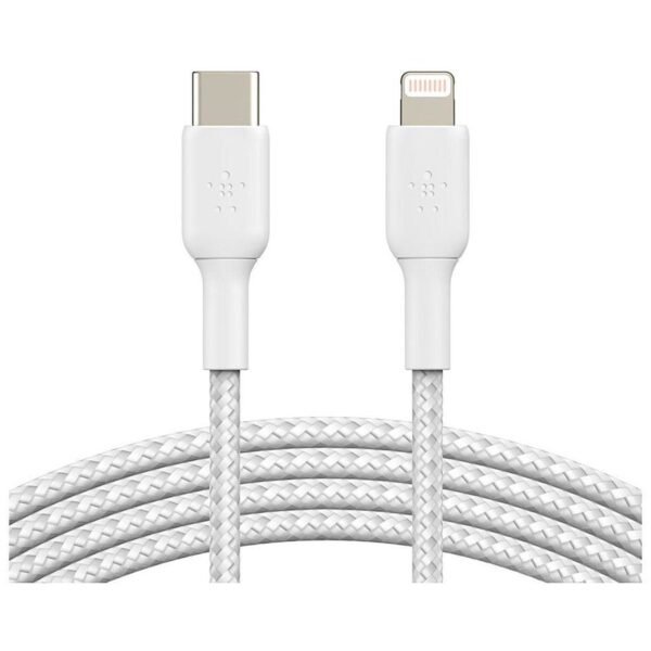 MN0005711647_1 Câble à gaine tressée USB-C vers Lightning MFI (blanc) - 1 m prix maroc- Smartmarket.ma