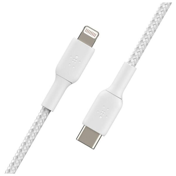 MN0005711649_1 Câble à gaine tressée USB-C vers Lightning MFI (blanc) - 1 m prix maroc- Smartmarket.ma