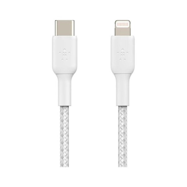 MN0005711651_1 Câble à gaine tressée USB-C vers Lightning MFI (blanc) - 1 m prix maroc- Smartmarket.ma