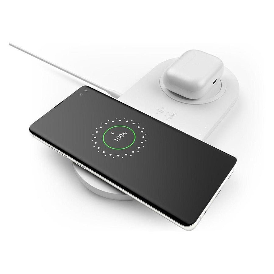 Belkin double station de charge à induction (blanc) - 10W (avec adaptateur secteur) prix maroc- Smartmarket.ma