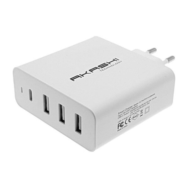 Akashi Chargeur Secteur 60W 6A USB-C + 3x USB-A prix maroc- Smartmarket.ma
