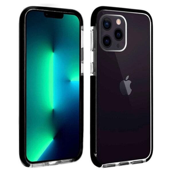 Akashi Coque Ultra Renforcée (transparent) avec bordures noires - Apple iPhone 13 Pro prix maroc- Smartmarket.ma
