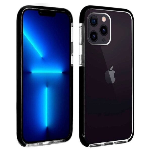 Akashi Coque Ultra Renforcée (transparent) avec bordures noires - Apple iPhone 13 Pro Max prix maroc- Smartmarket.ma