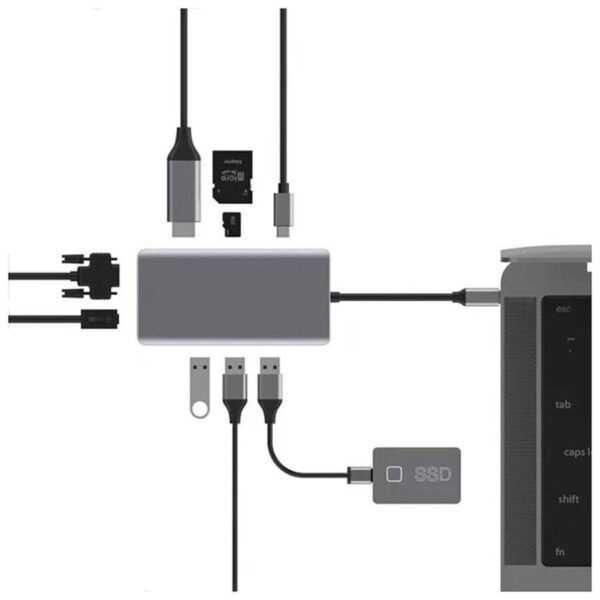 Akashi Hub USB Type-C 9-en-1 prix maroc- Smartmarket.ma