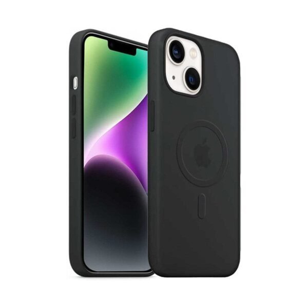 Akashi Coque de protection MagSafe en silicone noir- Apple iPhone 13 / 14 prix maroc- Smartmarket.ma