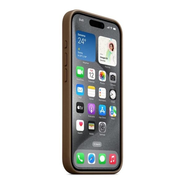 Apple Coque en tissage fin avec MagSafe pour iPhone 15 Pro - Taupe prix maroc- Smartmarket.ma