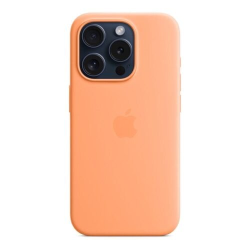 Apple Coque en silicone avec MagSafe pour iPhone 15 Pro - Sorbet à l'orange prix maroc- Smartmarket.ma
