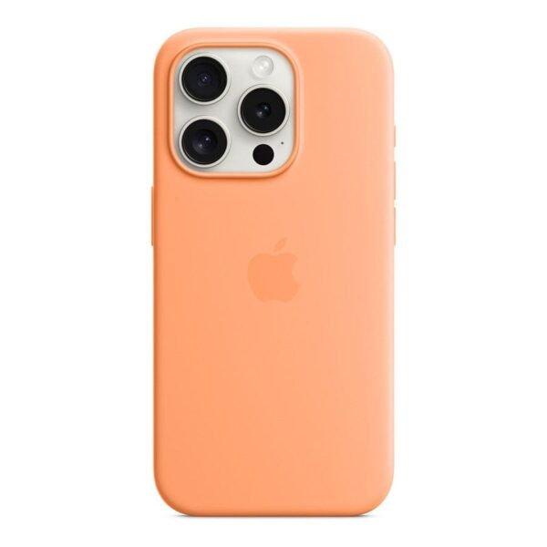 Apple Coque en silicone avec MagSafe pour iPhone 15 Pro - Sorbet à l'orange prix maroc- Smartmarket.ma