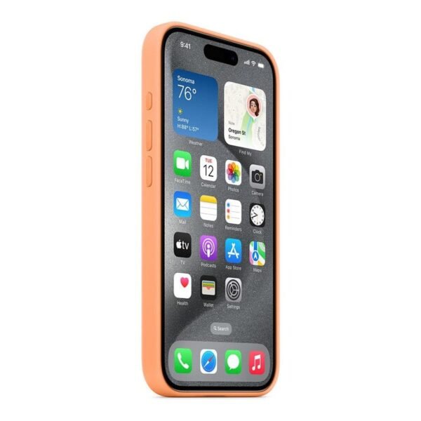 Apple Coque en silicone avec MagSafe pour iPhone 15 Pro - Sorbet à l'orange prix maroc- Smartmarket.ma