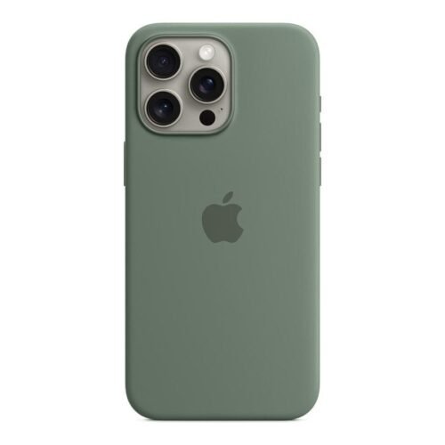 Apple Coque en silicone avec MagSafe pour iPhone 15 Pro Max - Cyprès prix maroc- Smartmarket.ma