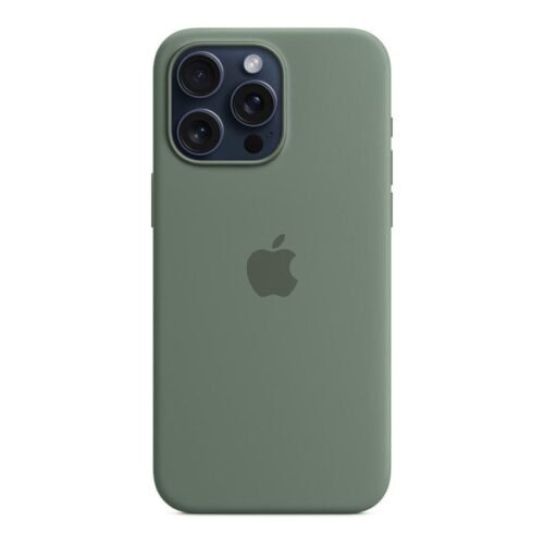 Apple Coque en silicone avec MagSafe pour iPhone 15 Pro Max - Cyprès prix maroc- Smartmarket.ma