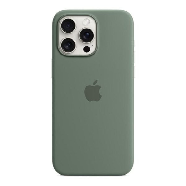Apple Coque en silicone avec MagSafe pour iPhone 15 Pro Max - Cyprès prix maroc- Smartmarket.ma