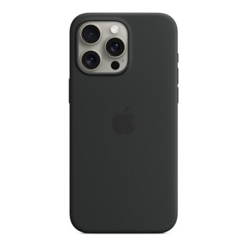 Apple Coque en silicone avec MagSafe pour iPhone 15 Pro Max - Noir prix maroc- Smartmarket.ma