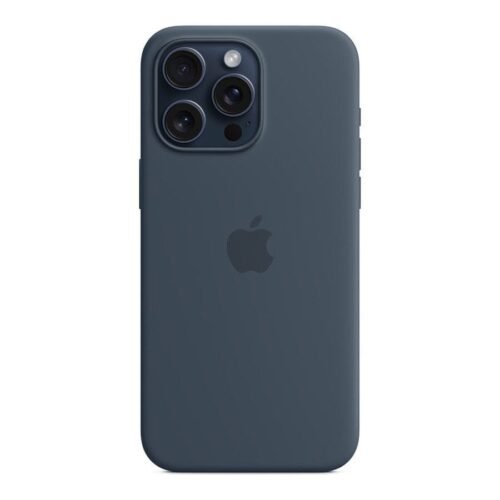 Apple Coque en silicone avec MagSafe pour iPhone 15 Pro Max - Bleu orage prix maroc- Smartmarket.ma