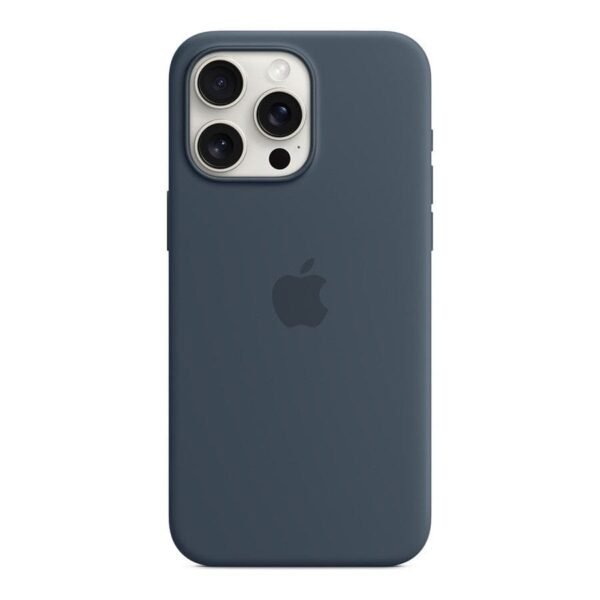 Apple Coque en silicone avec MagSafe pour iPhone 15 Pro Max - Bleu orage prix maroc- Smartmarket.ma