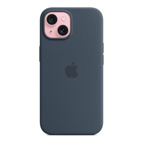 Apple Coque en silicone avec MagSafe pour iPhone 15 - Bleu orage prix maroc- Smartmarket.ma