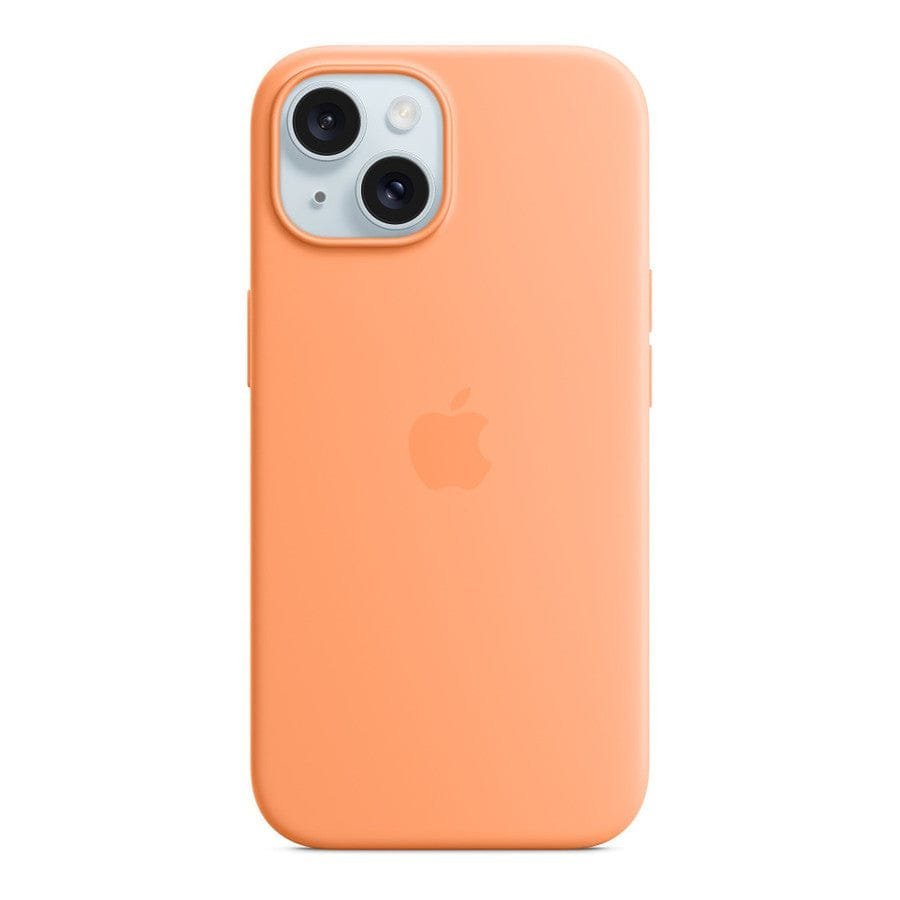 Apple Coque en silicone avec MagSafe pour iPhone 15 - Sorbet à l'orange prix maroc- Smartmarket.ma