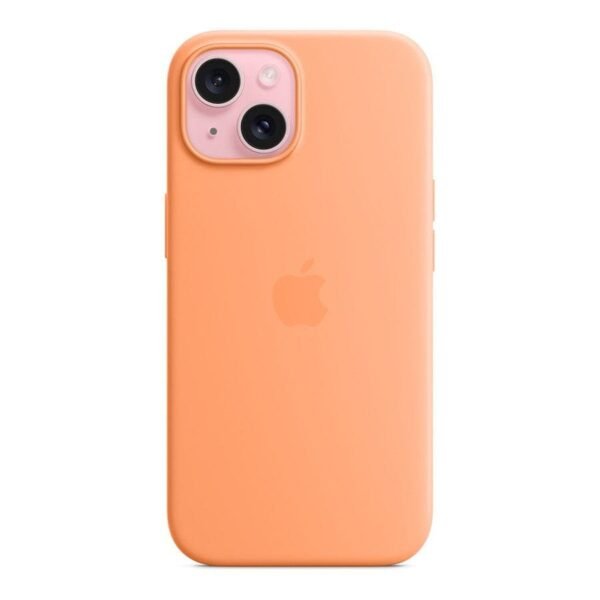 Apple Coque en silicone avec MagSafe pour iPhone 15 - Sorbet à l'orange prix maroc- Smartmarket.ma