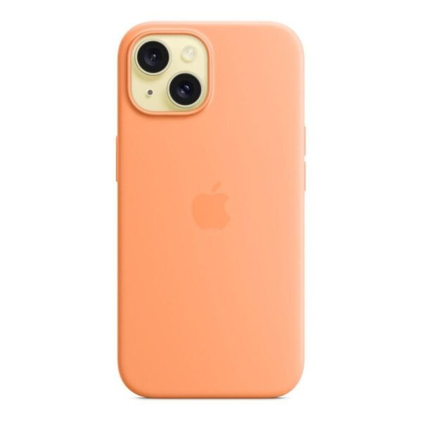 Apple Coque en silicone avec MagSafe pour iPhone 15 - Sorbet à l'orange prix maroc- Smartmarket.ma