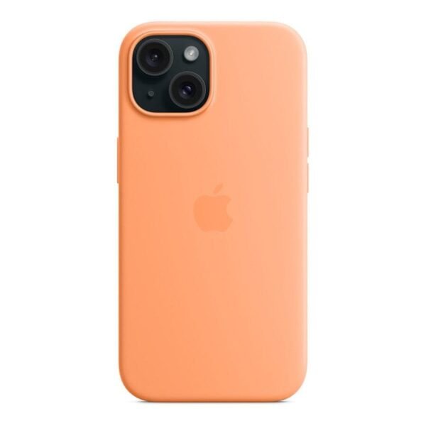 Apple Coque en silicone avec MagSafe pour iPhone 15 - Sorbet à l'orange prix maroc- Smartmarket.ma
