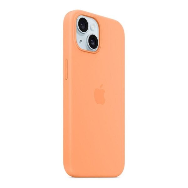 Apple Coque en silicone avec MagSafe pour iPhone 15 - Sorbet à l'orange prix maroc- Smartmarket.ma