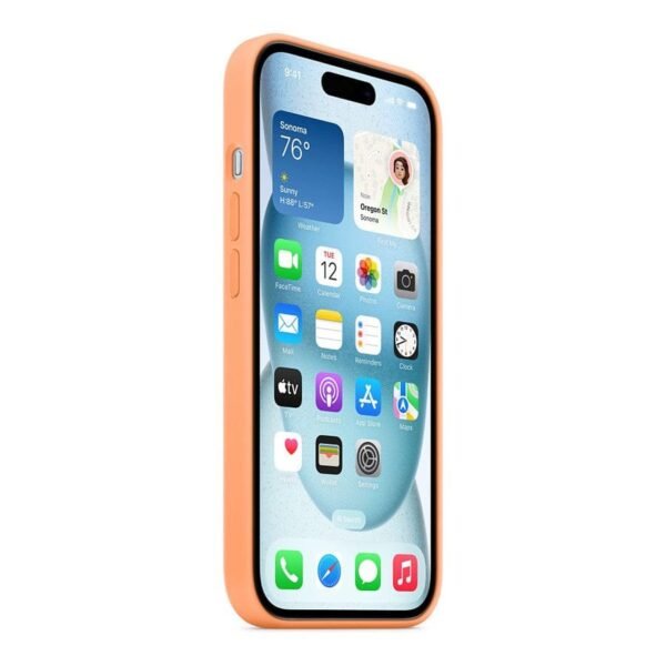 Apple Coque en silicone avec MagSafe pour iPhone 15 - Sorbet à l'orange prix maroc- Smartmarket.ma