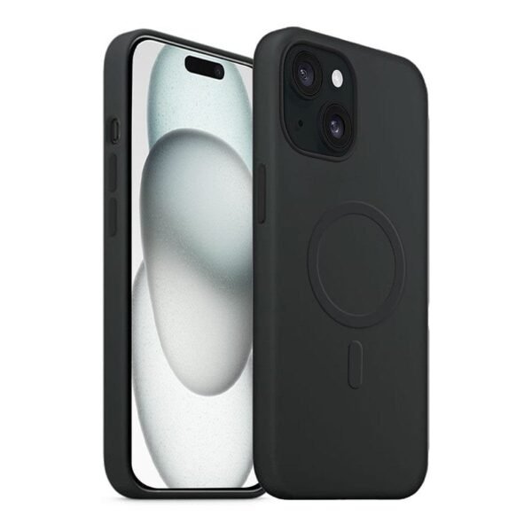 Akashi Coque de protection MagSafe en silicone noir- Apple iPhone 15 Plus prix maroc- Smartmarket.ma