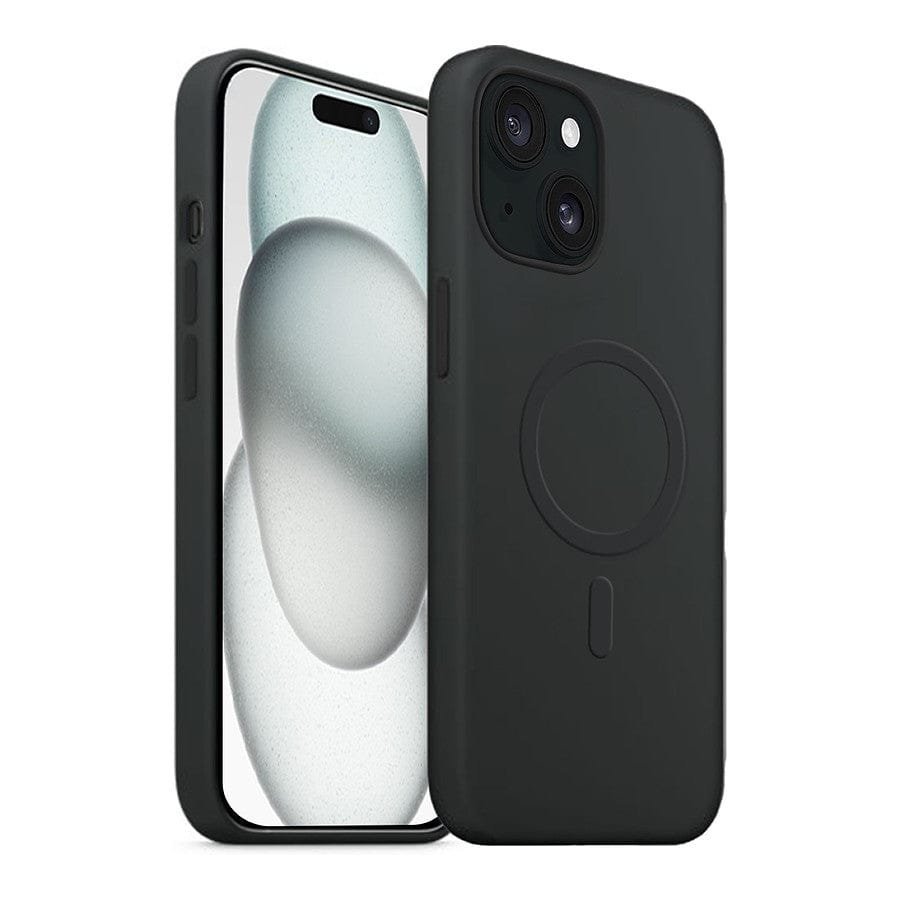 Akashi Coque de protection MagSafe en silicone noir- Apple iPhone 15 Plus prix maroc- Smartmarket.ma