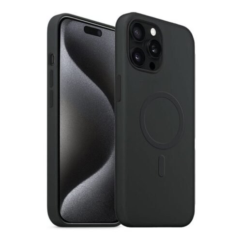 MN0006069434 Akashi Coque de protection MagSafe en silicone noir- Apple iPhone 15 Pro Max prix maroc- Smartmarket.ma