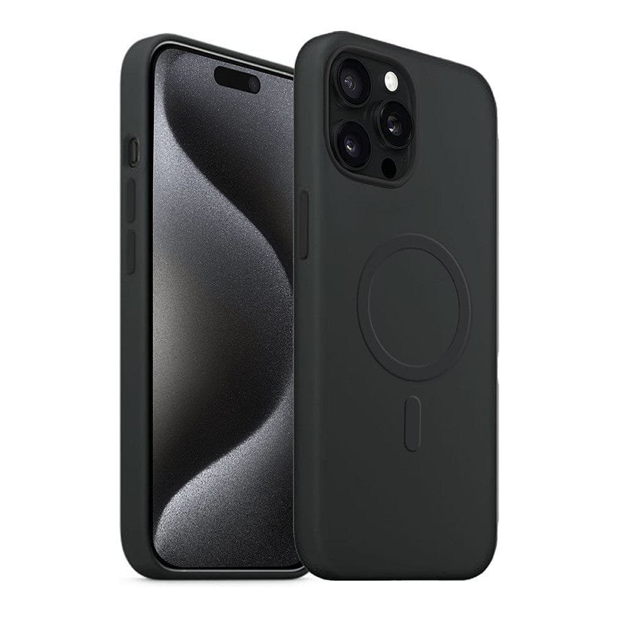 Akashi Coque de protection MagSafe en silicone noir- Apple iPhone 15 Pro Max prix maroc- Smartmarket.ma