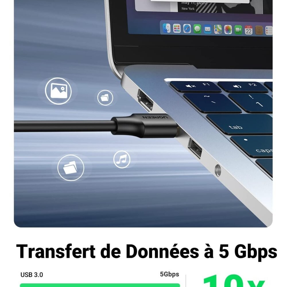 UGREEN Câble Rallonge USB 3.0 Câble Extension USB 3.0 Mâle A vers Femelle A 5Gbps 61VvmLYUezL