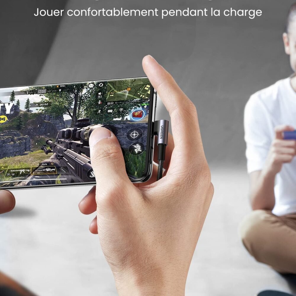 UGREEN Câble USB C Coudé 1M et 2M Lot de 2 Chargeur Type C Câble USB C Rapide 3A Nylon Tressé 71UgwLe5leL