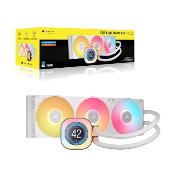 CORSAIR iCUE Link Titan 360 RX LCD – 360mm blanc (2)