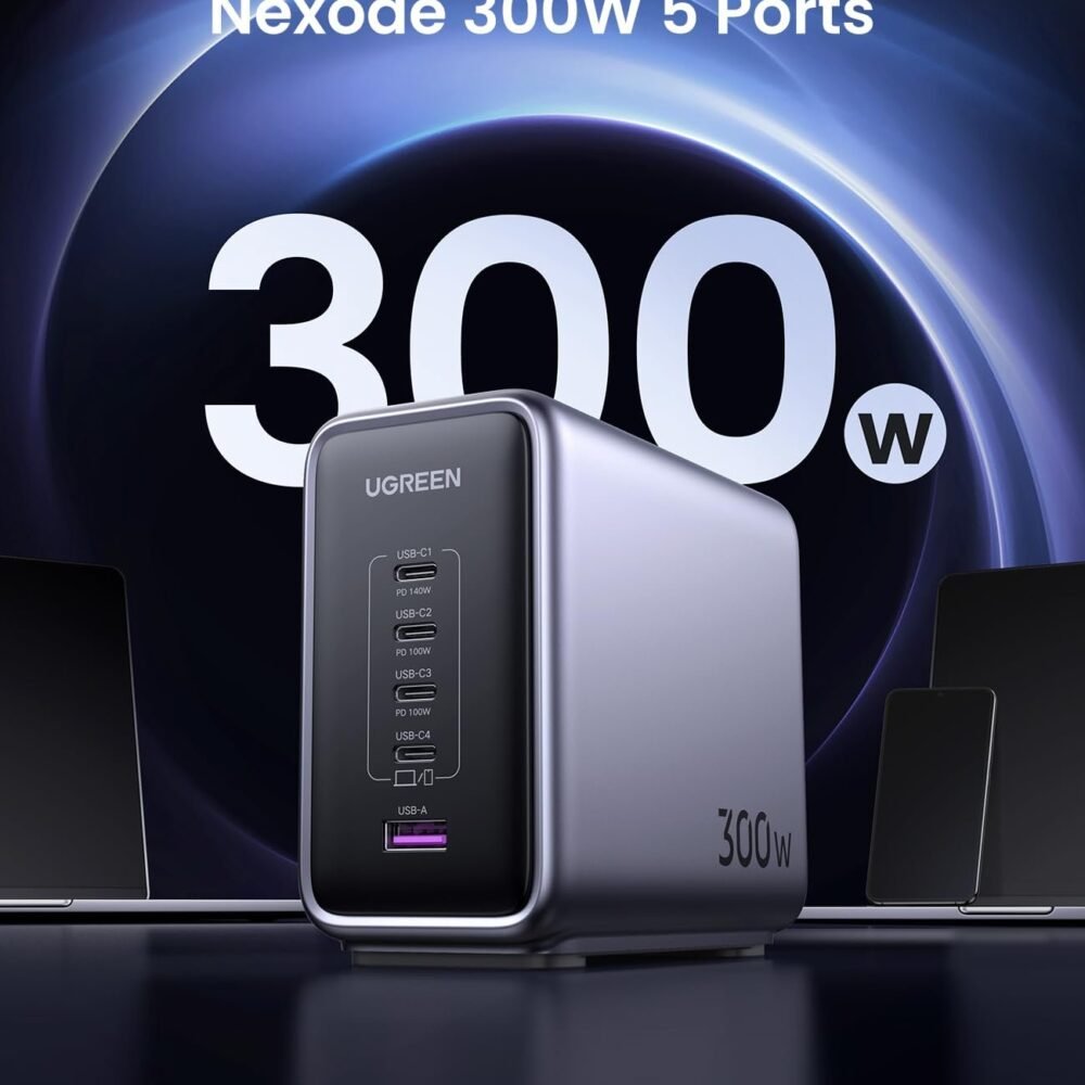ugreen-nexode-300w-usb-c-gan-charger-5-ports-desktop-charger-2