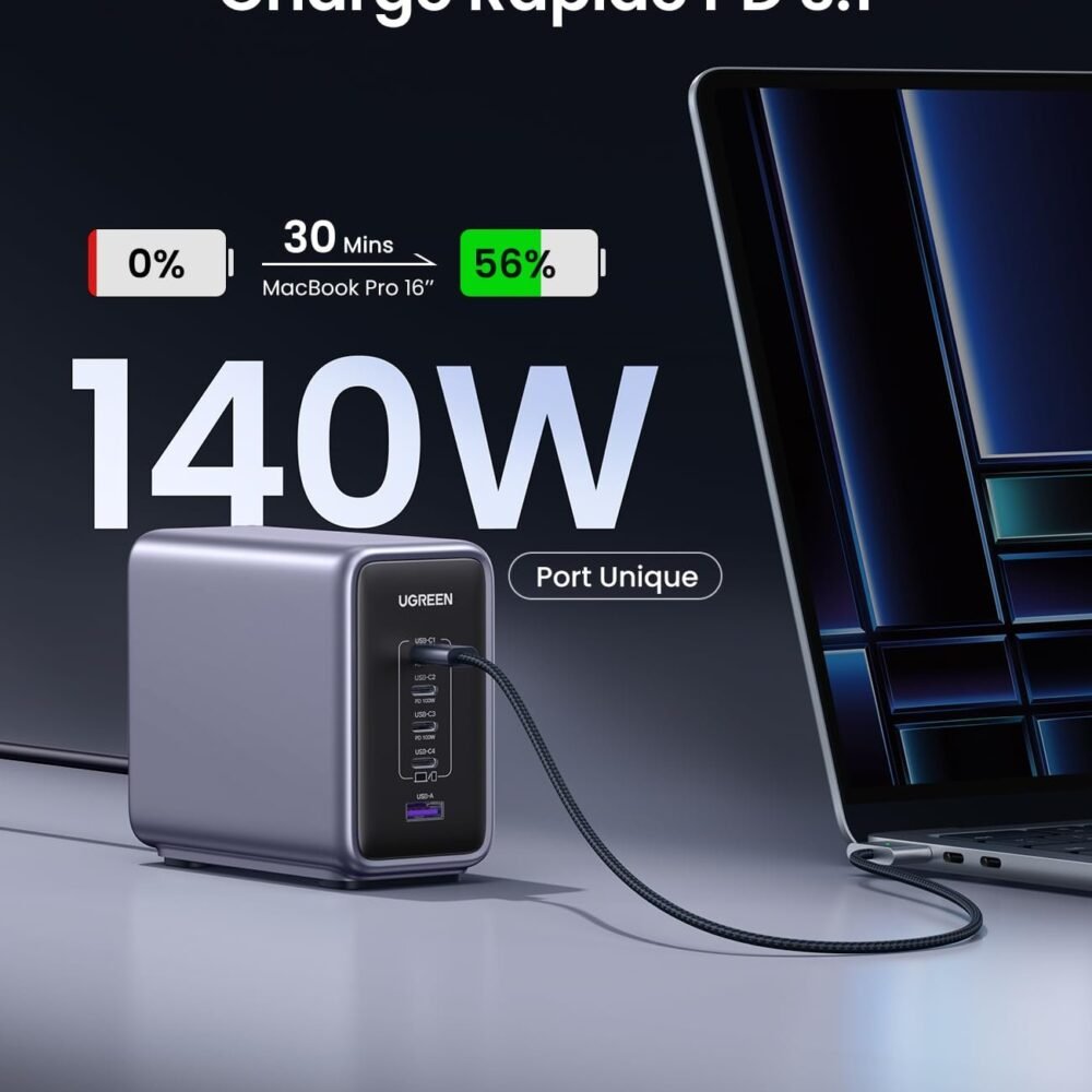 ugreen-nexode-300w-usb-c-gan-charger-5-ports-desktop-charger-3